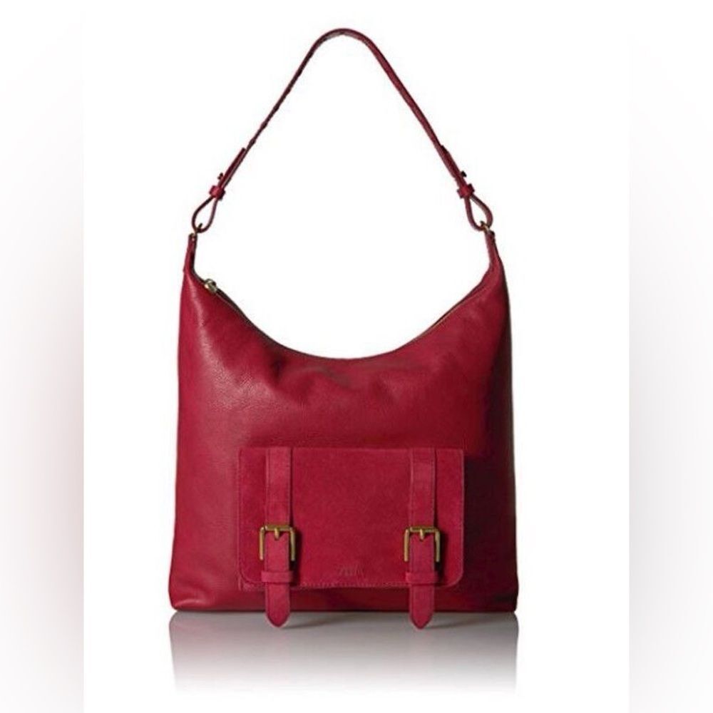 Fossil Women's Cleo Leather Hobo Shoulder Bag in Red Velvet